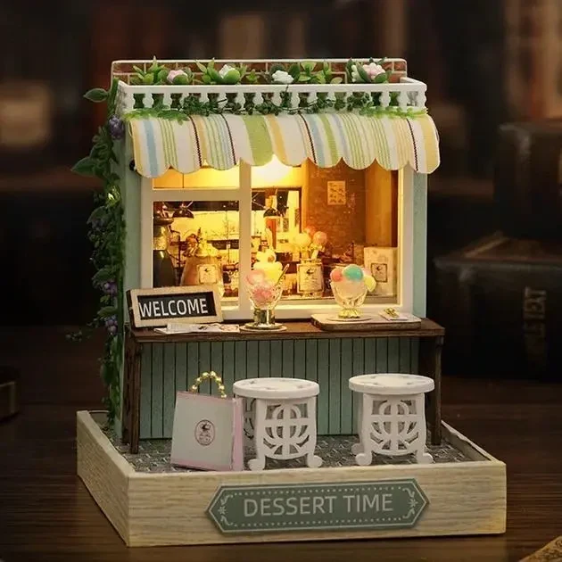 Конструктор 3D Румбокс Час для десерту (Dessert Time) з LED-підсвіткою та пилозахисним ковпаком