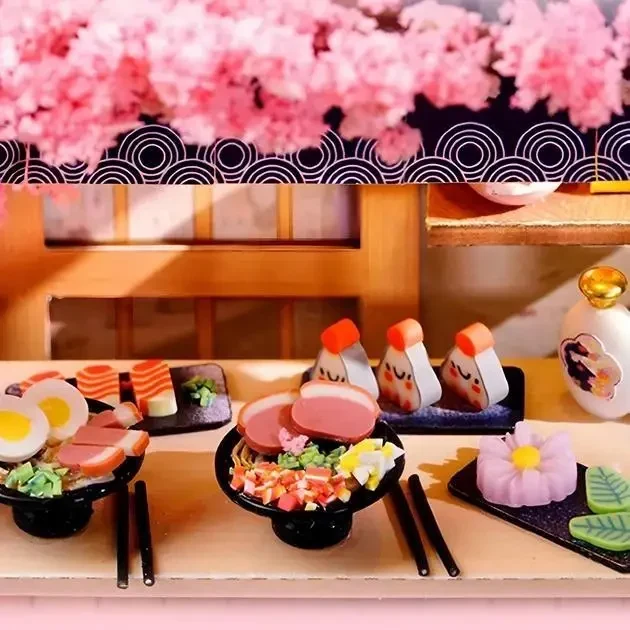 Конструктор 3D Румбокс Sakura Noodles Shop (Магазин локшини) з LED-підсвіткою та пилозахисним ковпаком