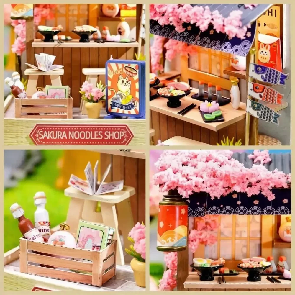 Конструктор 3D Румбокс Sakura Noodles Shop (Магазин локшини) з LED-підсвіткою та пилозахисним ковпаком