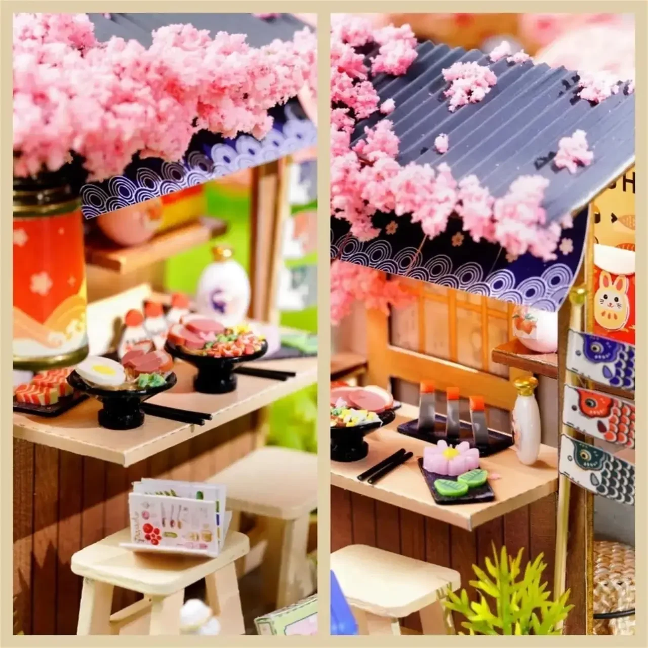 Конструктор 3D Румбокс Sakura Noodles Shop (Магазин локшини) з LED-підсвіткою та пилозахисним ковпаком
