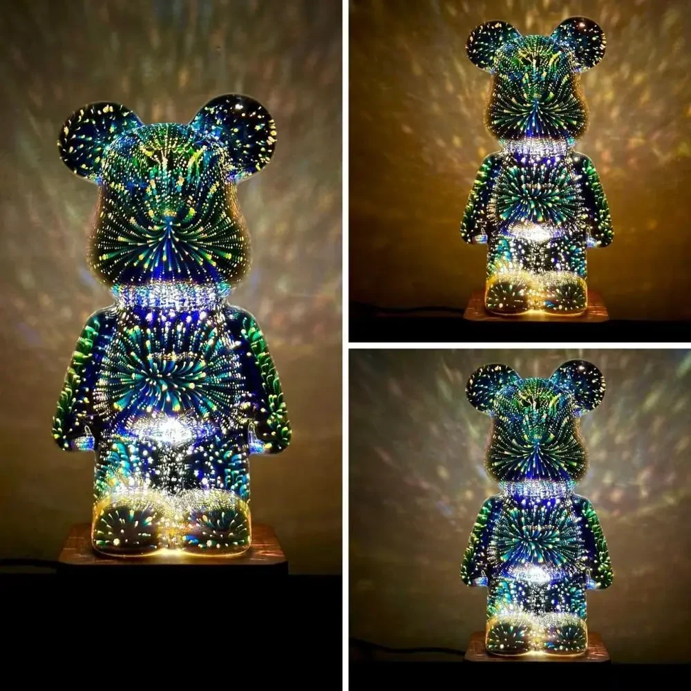 Світлодіодний нічник 3D Bearbrick Ведмедик 23 см USB, 3 режими світіння, регулювання яскравості