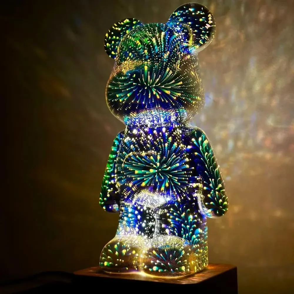 Світлодіодний нічник 3D Bearbrick Ведмедик 23 см USB, 3 режими світіння, регулювання яскравості