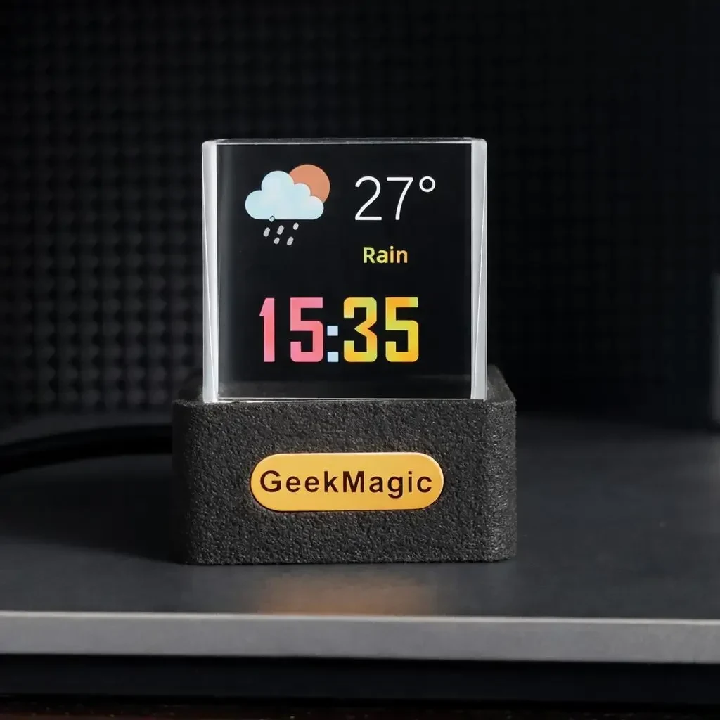 Голографічна цифрова метеостанція та годинник GeekMagic HelloCubic з GIF-анімаціями, проекція на куб, фотоальбомом, Wi-Fi, Type-C