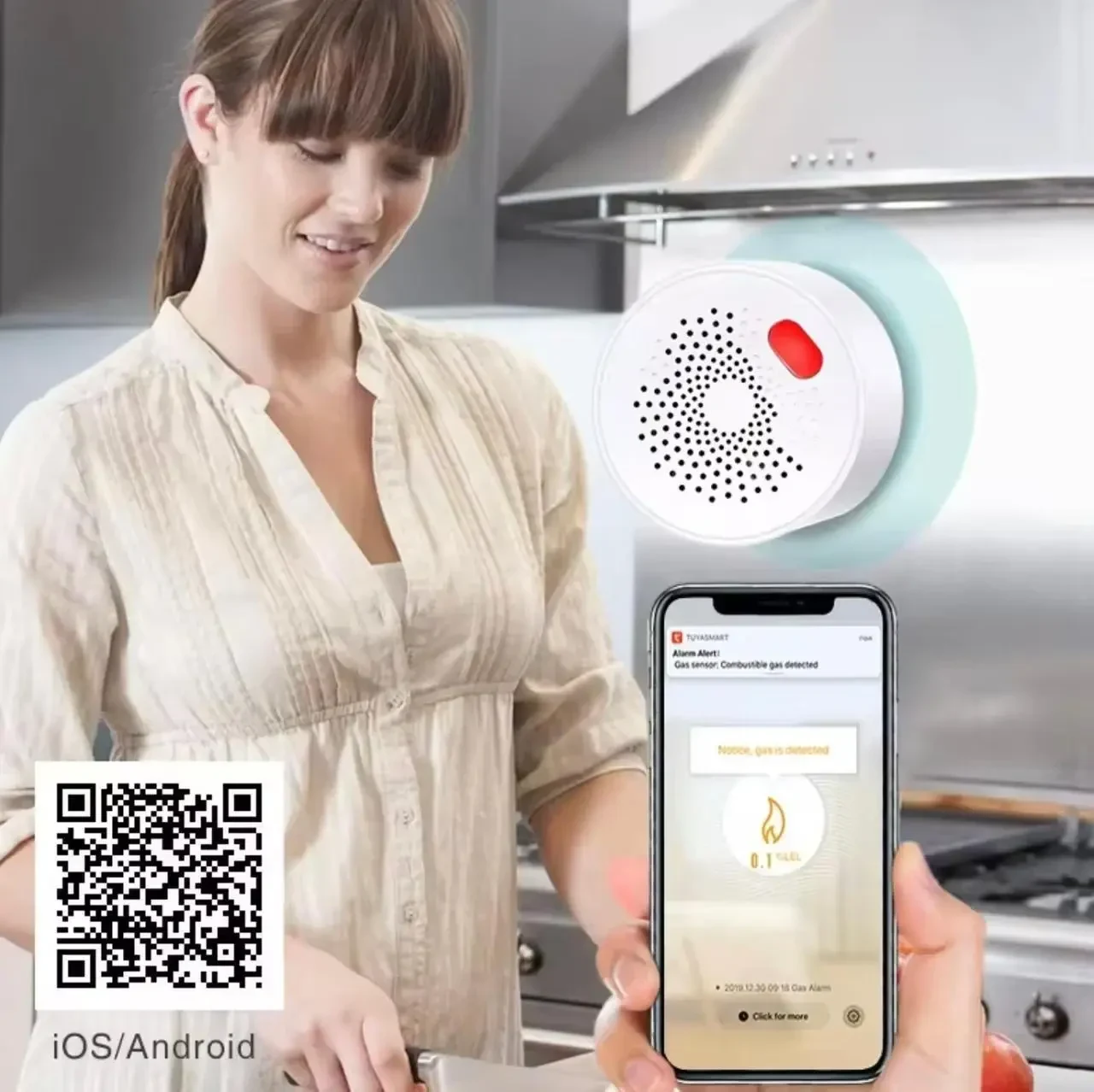 Датчик витоку газу Tuya Zigbee 3.0, розумний сигналізатор природного газу та LPG, WiFi керування через хаб, сумісний з Alexa та