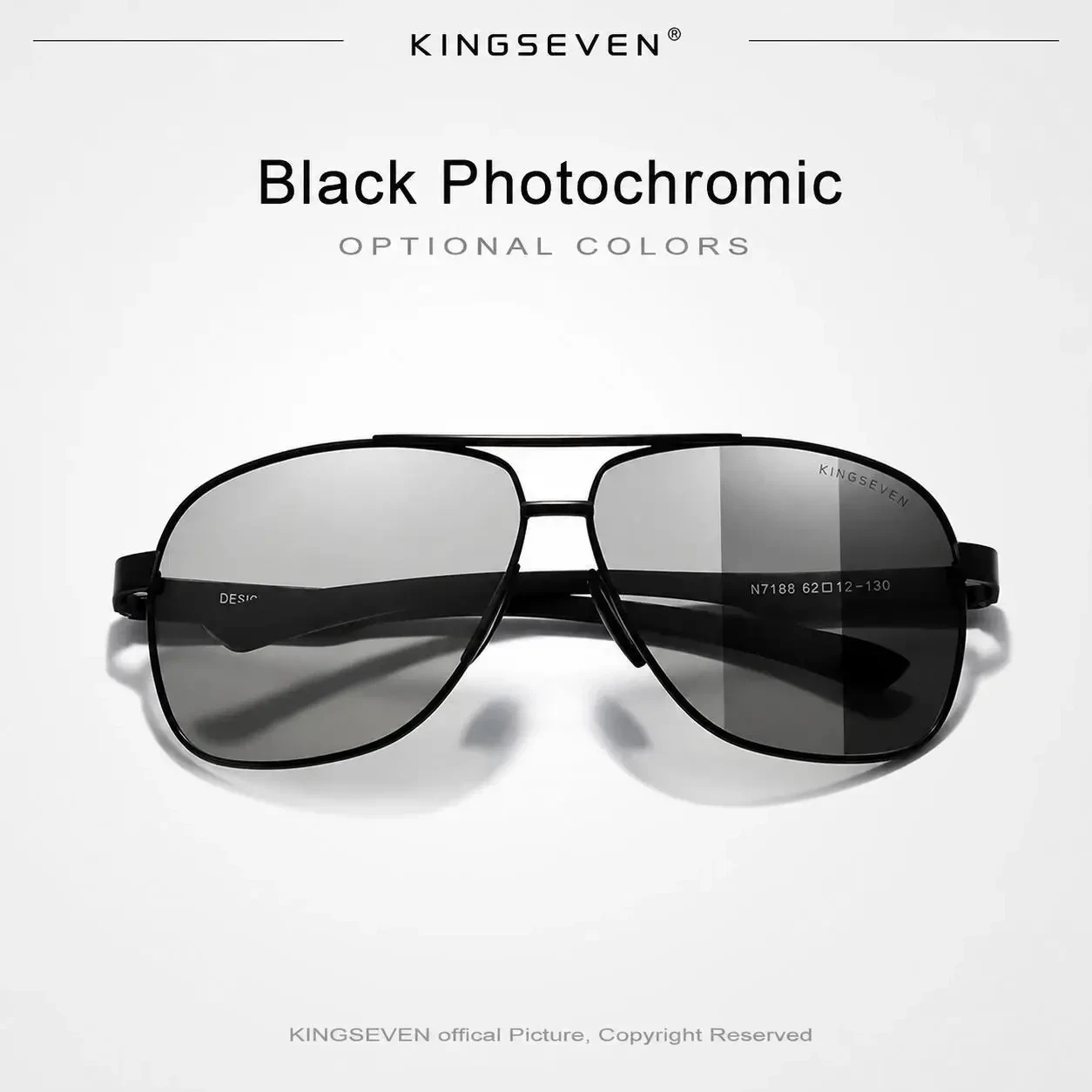 Сонцезахисні поляризаційні окуляри KINGSEVEN UV400 фотохромні – окуляри які змінюють прозорість з алюмінієвою оправою та HD