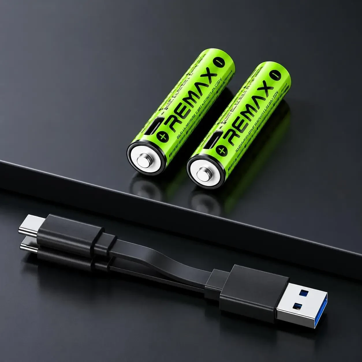 Акумуляторні батарейки 2 шт AAA REMAX 1.5V Li-ion 435mAh (814mWh/3.7V) USB Type-C + кабель для заряджання