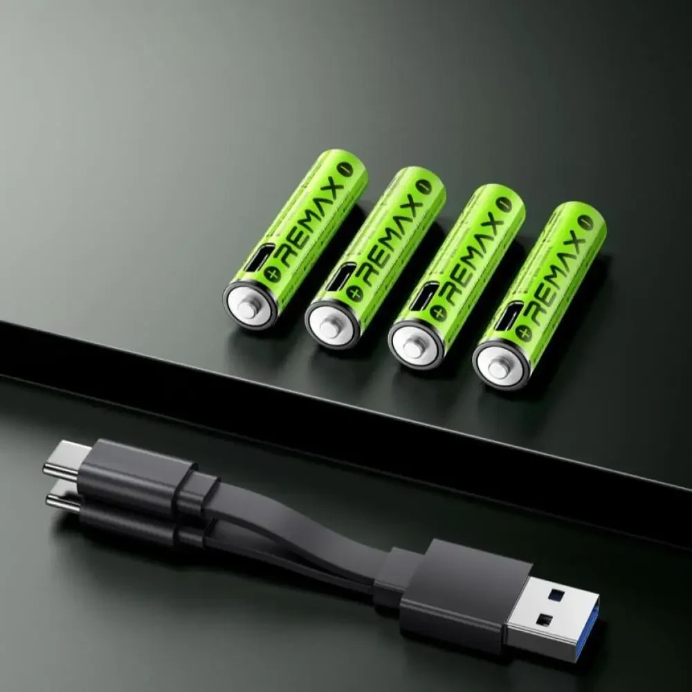 Акумуляторні батарейки 4 шт AAA REMAX 1.5V Li-ion 435mAh (814mWh/3.7V) USB Type-C + кабель для заряджання