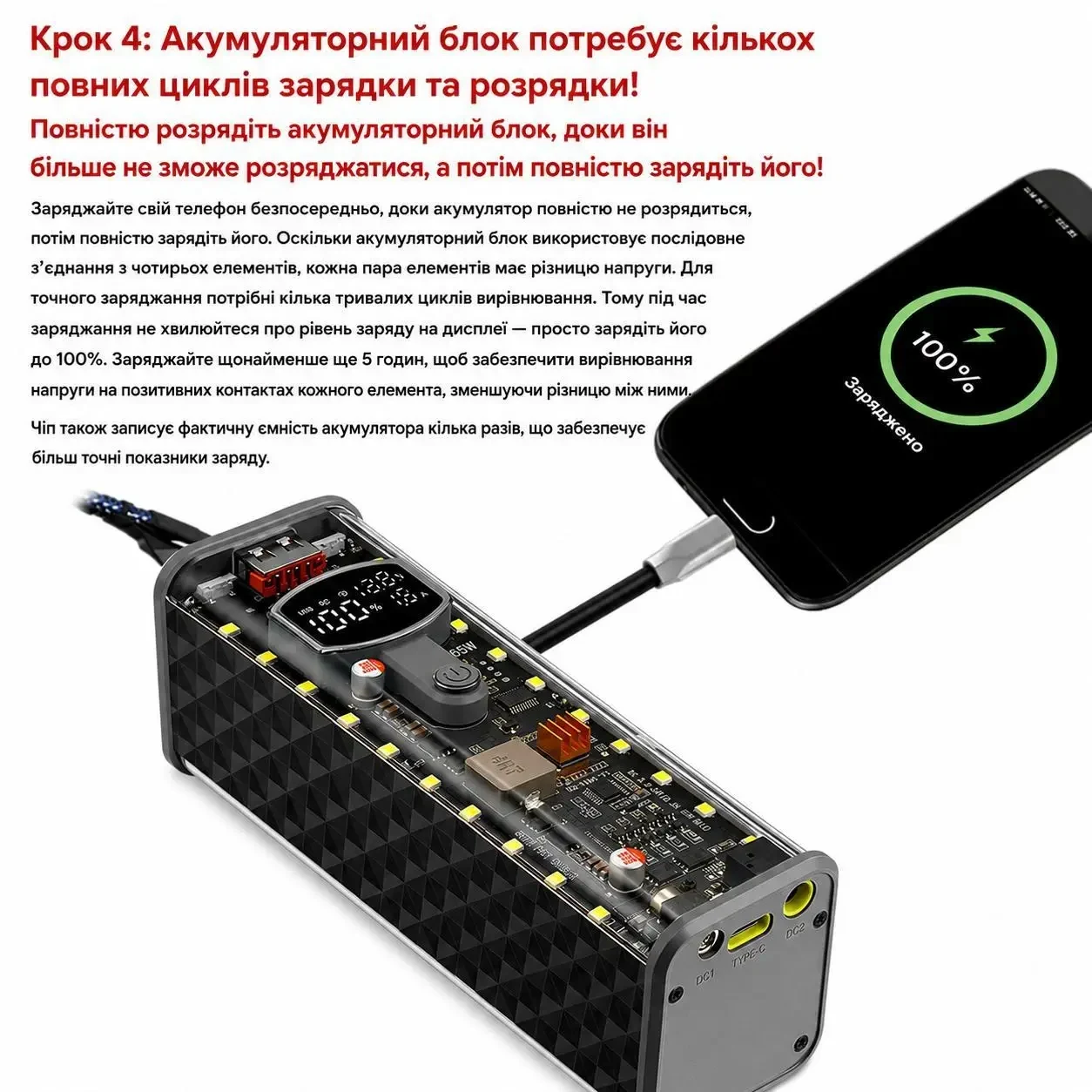 Корпус для складання Power Bank 65W на 8 акумуляторів 18650, підтримка заряджання ноутбуків, PD 3.1, USB, Type-C, DC 3.3-24V,
