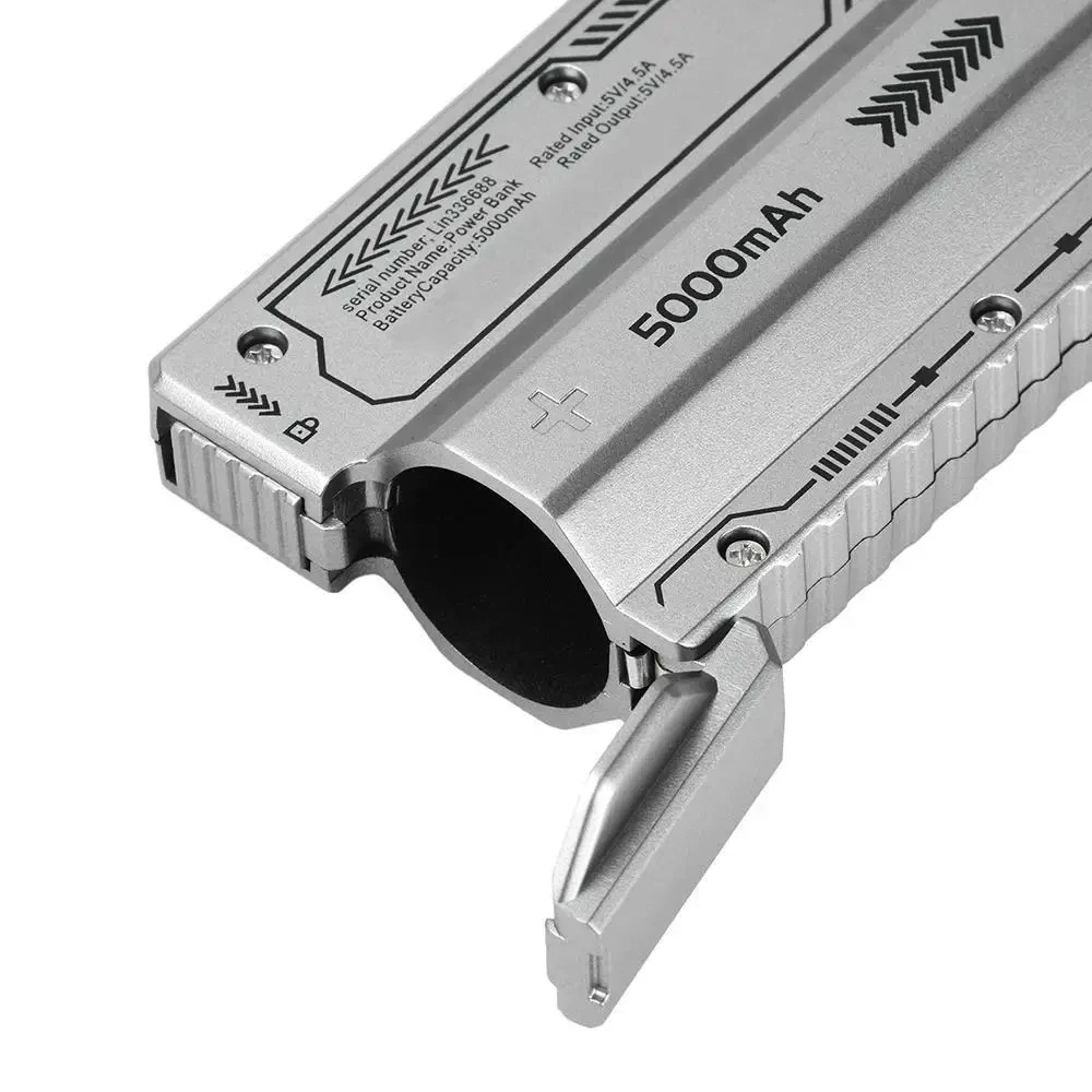 Корпус для павербанка 21700 5000mAh, PD 20W, 22.5W, USB + Type-C, швидка зарядка, без пайки, знімний акумулятор, Сріблястий