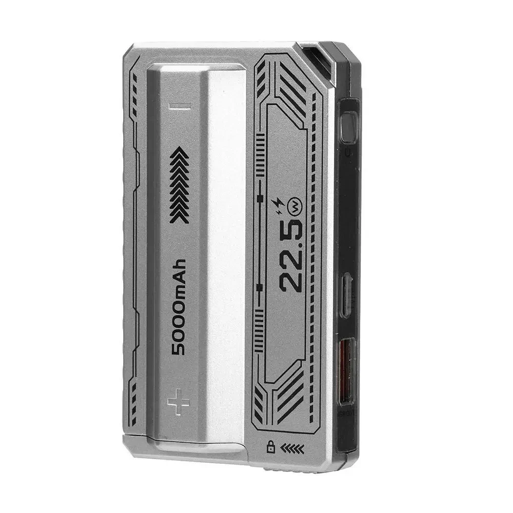 Корпус для павербанка 21700 5000mAh, PD 20W, 22.5W, USB + Type-C, швидка зарядка, без пайки, знімний акумулятор, Сріблястий