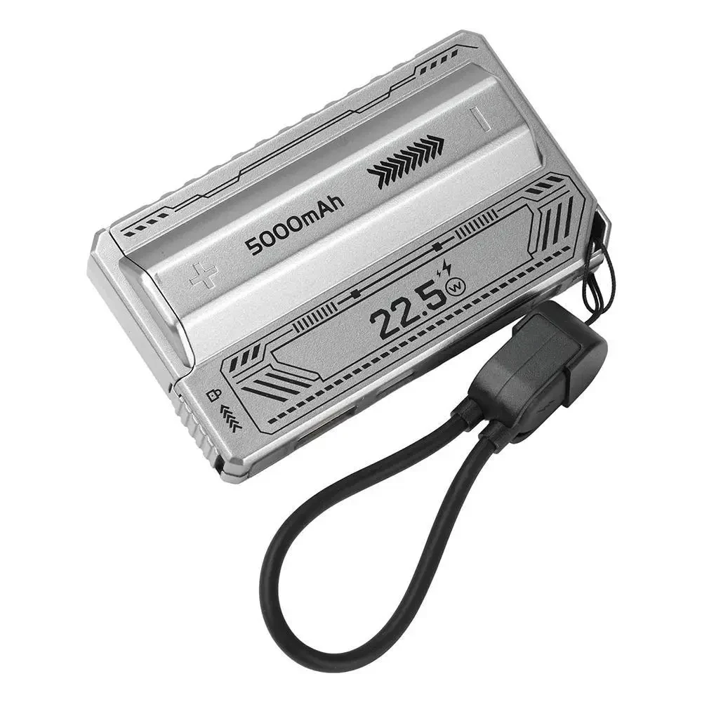 Корпус для павербанка 21700 5000mAh, PD 20W, 22.5W, USB + Type-C, швидка зарядка, без пайки, знімний акумулятор, Сріблястий
