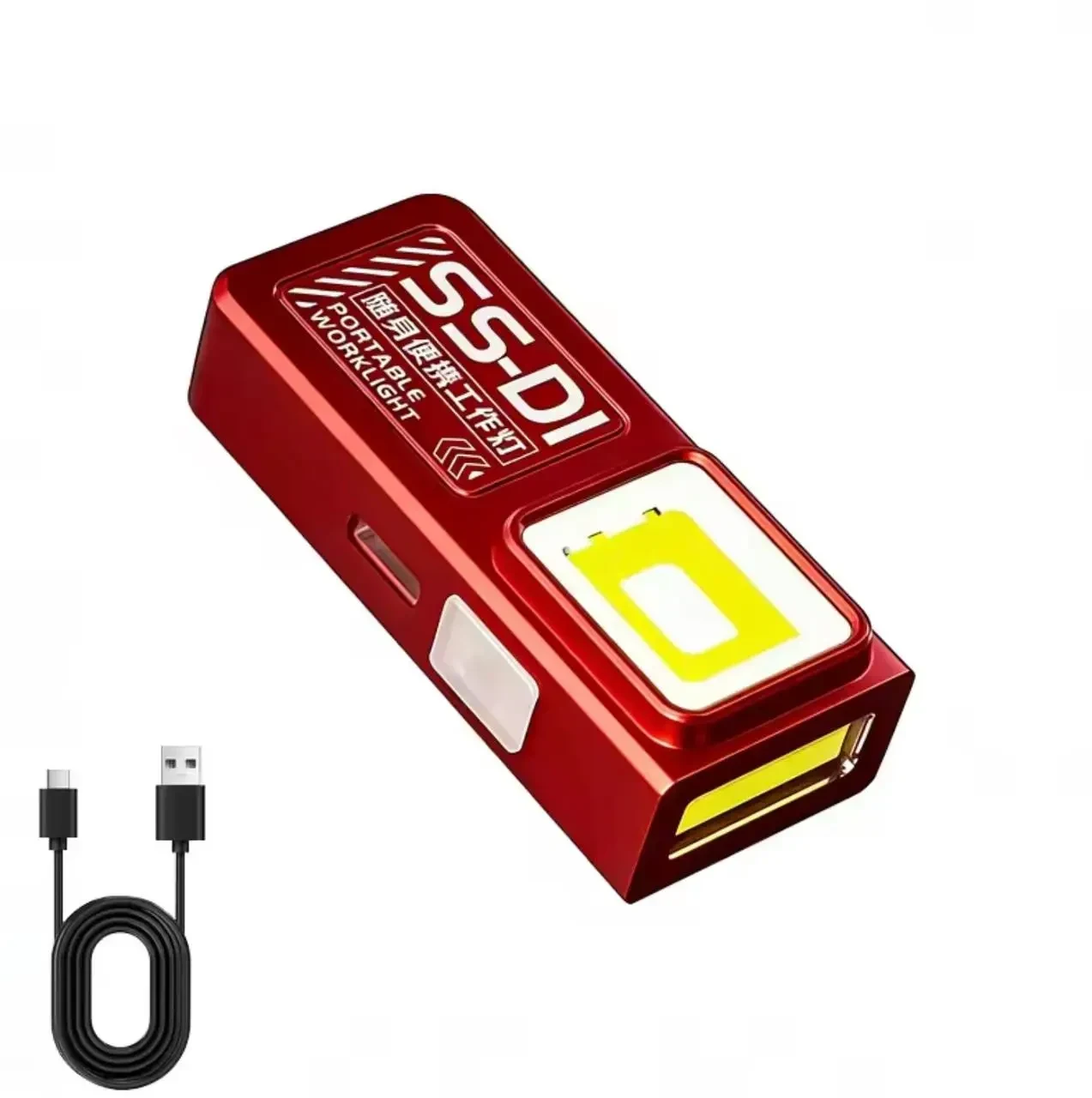 Міні LED COB ліхтарик акумуляторний USB Type-C з магнітом та кліпсою, кишеньковий EDC ліхтар 4 режими, Червоний