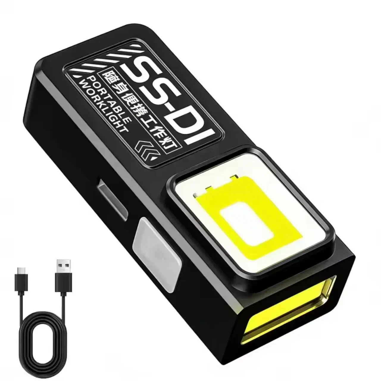 Міні LED COB ліхтарик акумуляторний USB Type-C з магнітом та кліпсою, кишеньковий EDC ліхтар 4 режими, Чорний