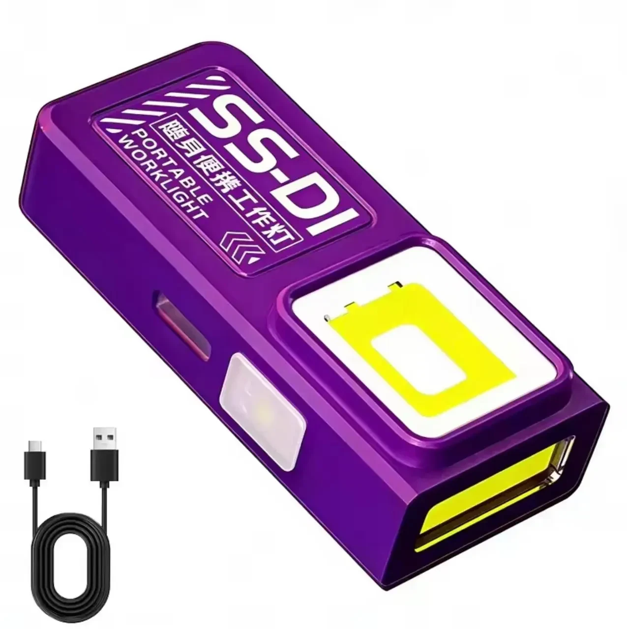 Міні LED COB ліхтарик акумуляторний USB Type-C з магнітом та кліпсою, кишеньковий EDC ліхтар 4 режими, Фіолетовий
