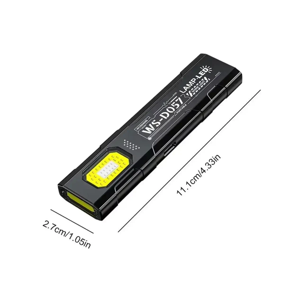 Ліхтарик EDC BauTech S555 550 лм з USB Type-C, акумулятор 400 мА·год, 5 режимів, COB, червоно-синій стробоскоп, магніт і кліпса