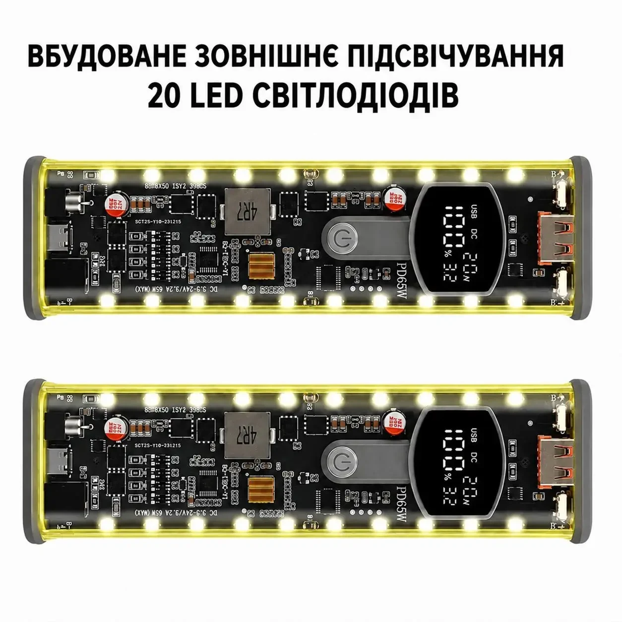 Корпус для складання Power Bank 65W на 8 акумуляторів 18650, підтримка заряджання ноутбуків, PD 3.1, USB, Type-C, DC 3.3-24V,