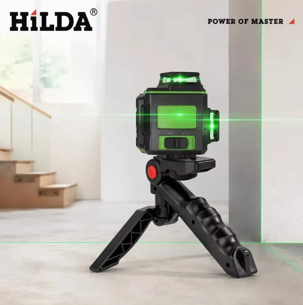 Міні-штатив HILDA для лазерного нівеліра 1/4", регульований 360°, штатив-рукоятка для рівня та камери