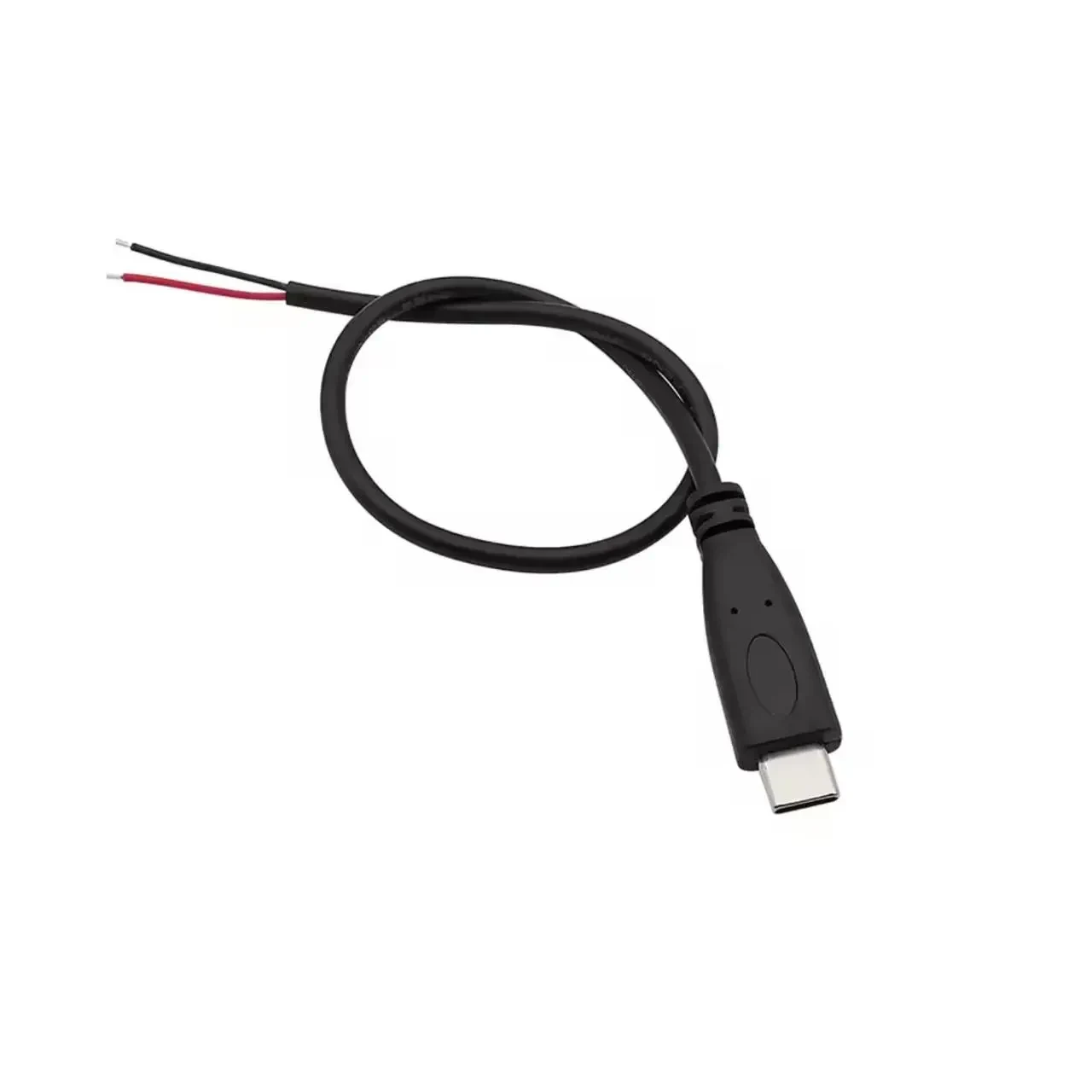 Кабель живлення USB-C з вільними кінцями під пайку, 30 см, 5 В 2 А, 22AWG, 1 шт., чорний